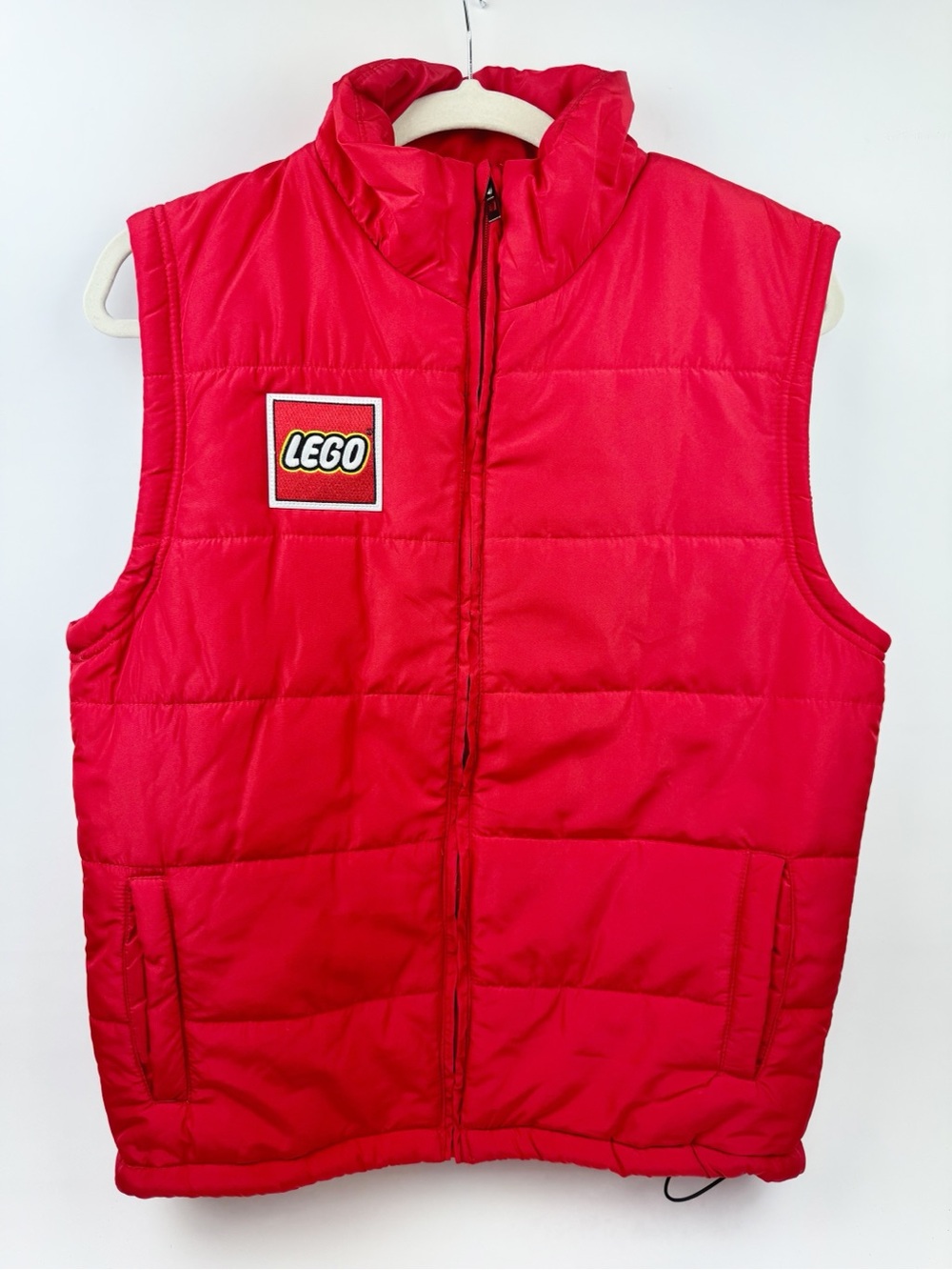 LEGO Red Quilted Zip Puffer Vest with Patch Large